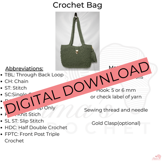Crochet Pattern "Bag with Fabric" Tima's Afrochet
