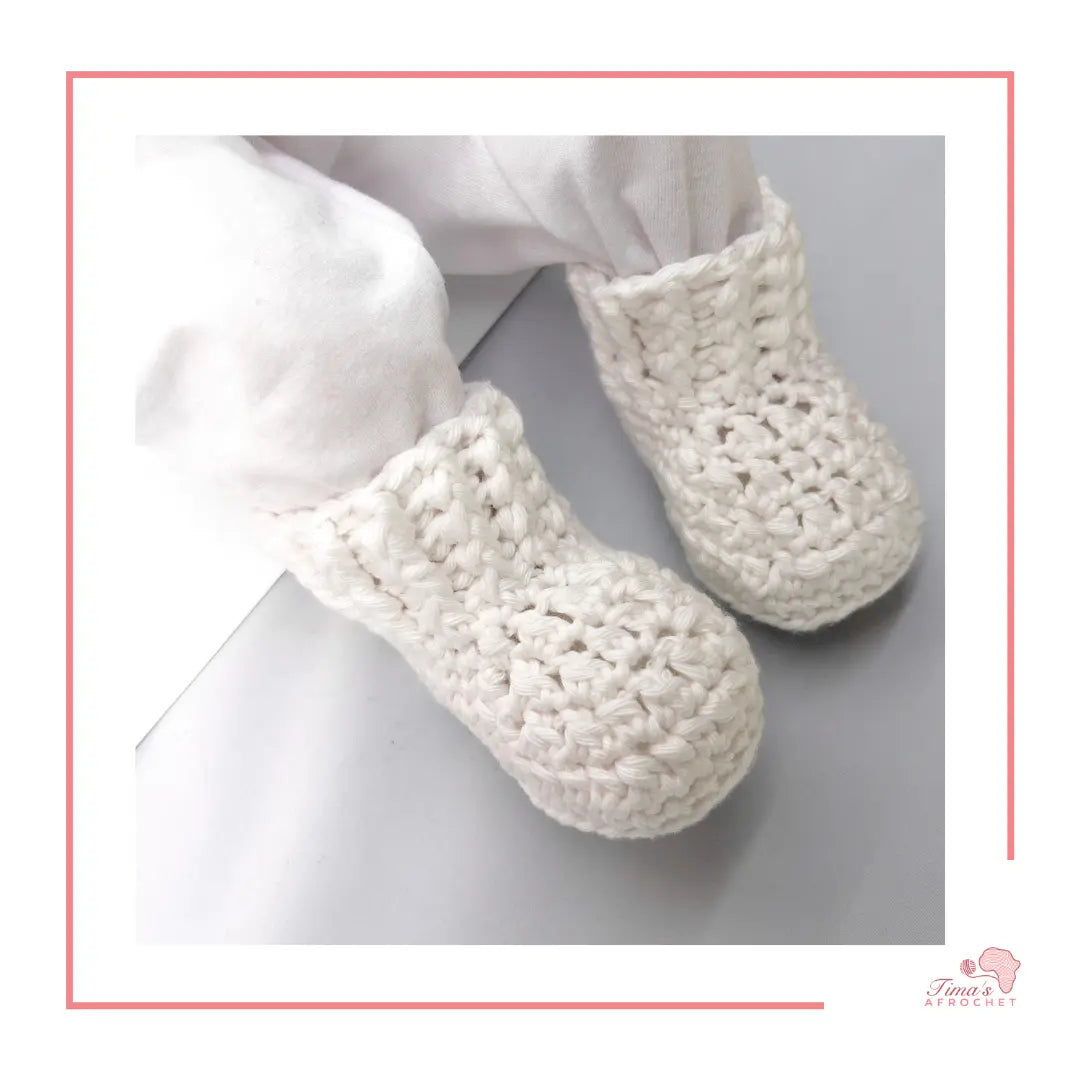 crochet baby booties in white