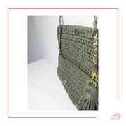 green crochet purse
