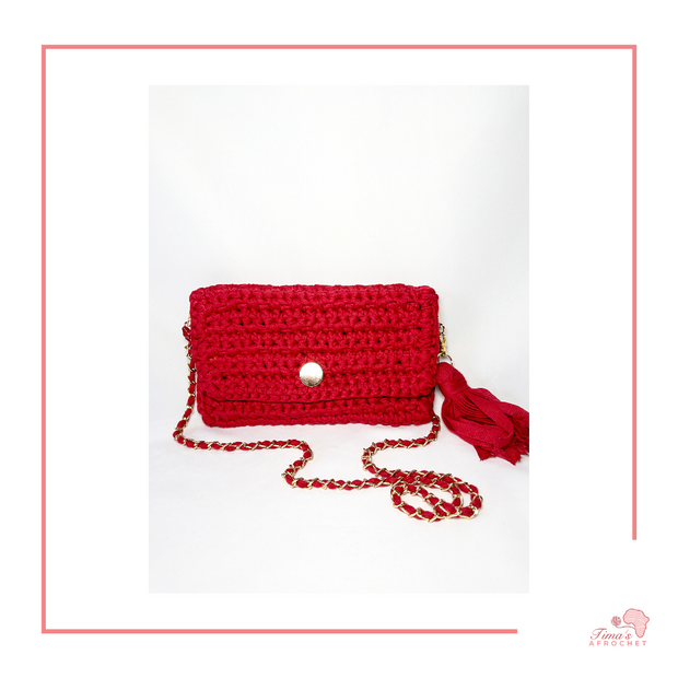 crochet red purse