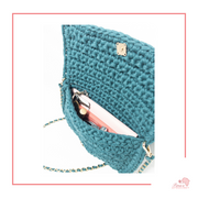 teal crochet purse